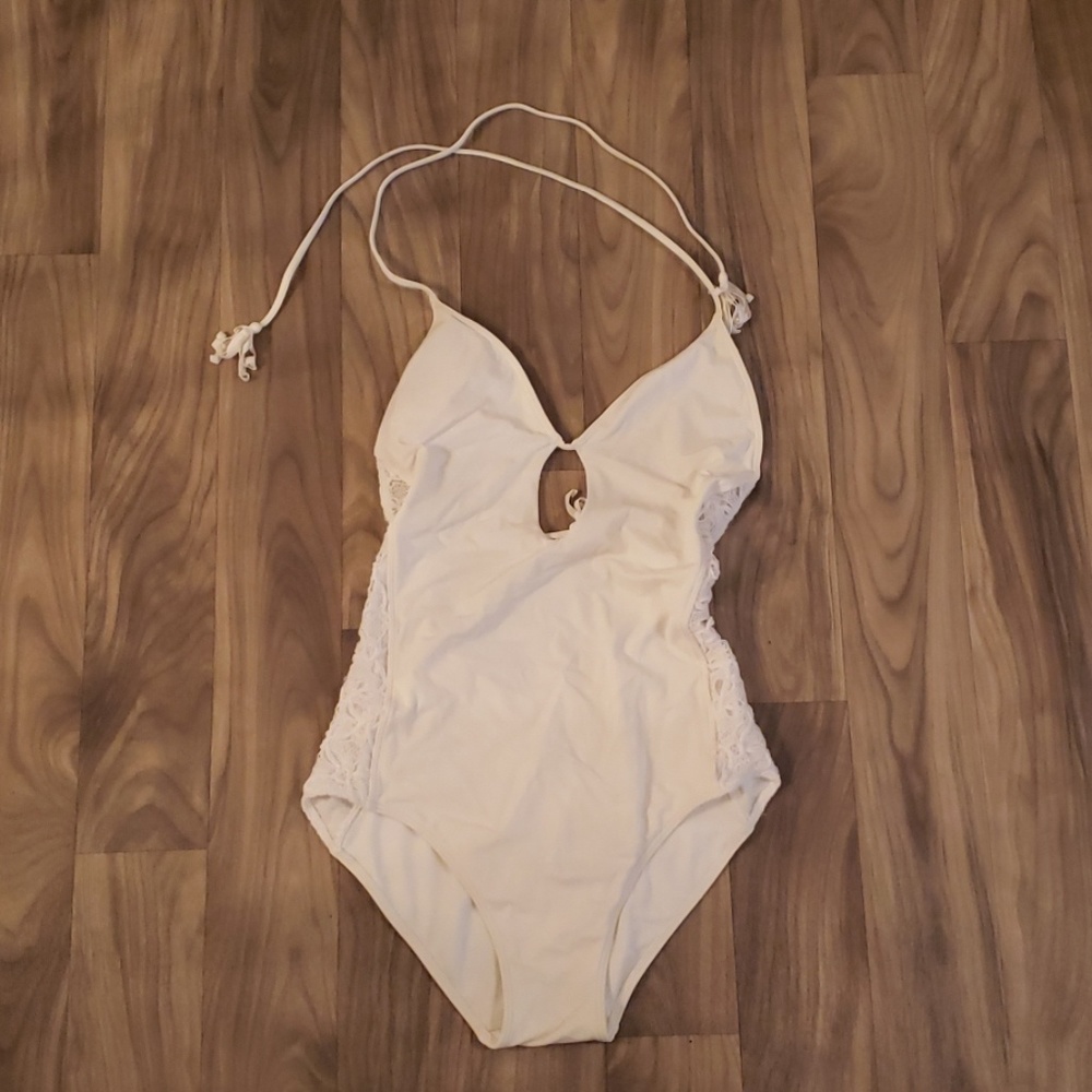 White Hollister one piece swim suit